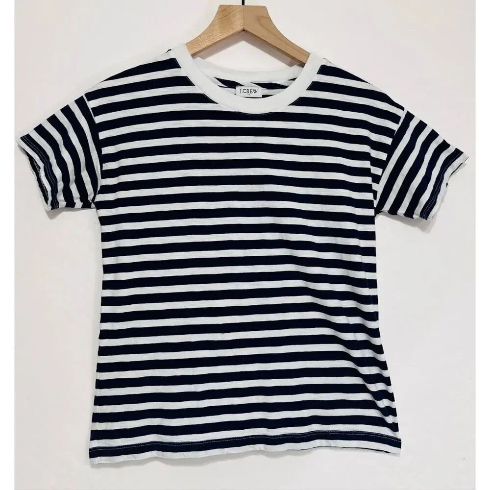 J. Crew Navy Blue And White Striped Tee Size XXS